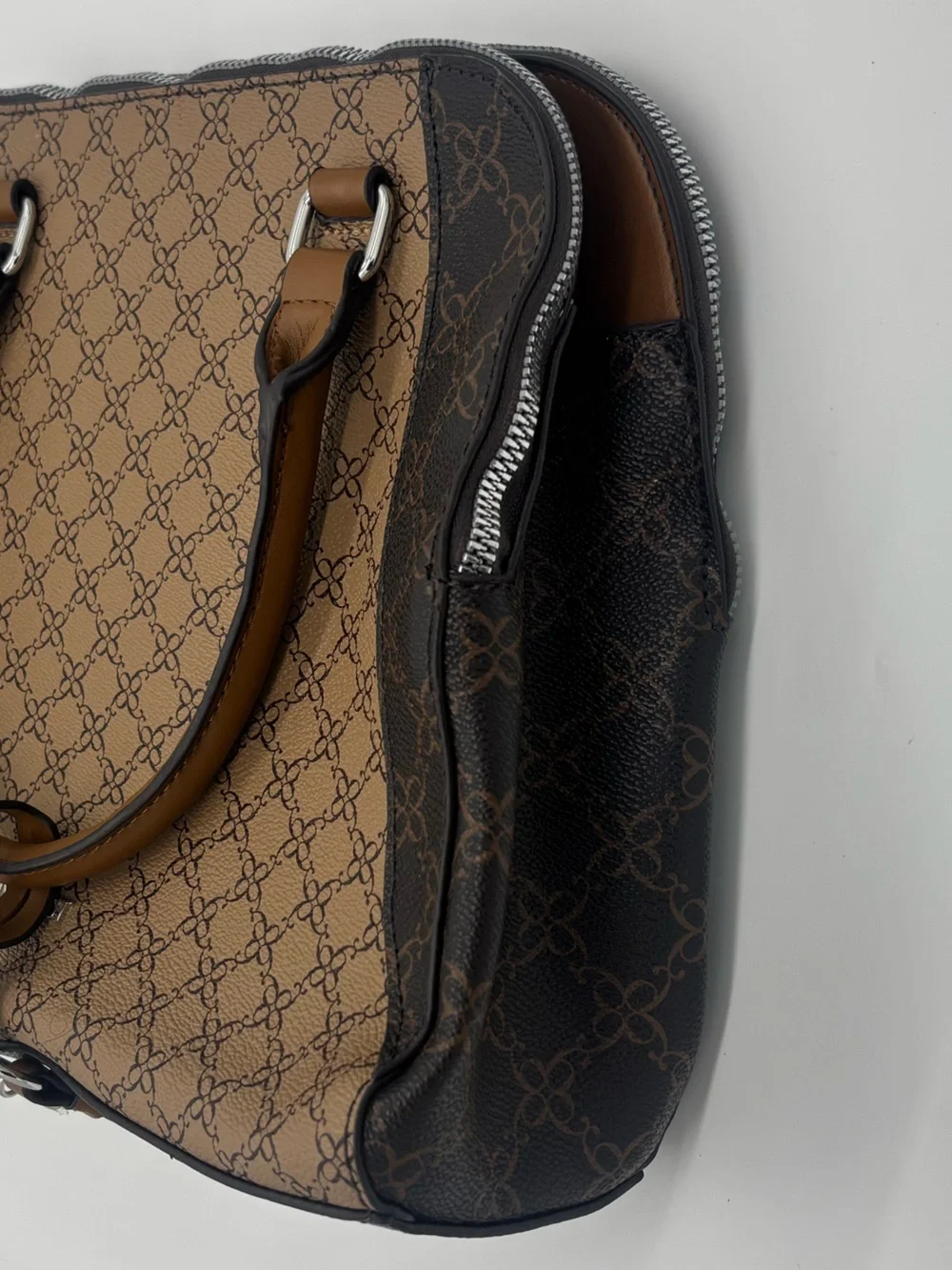Nine West Brown and Dark Brown Signature Satchel